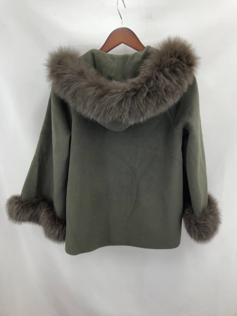 Diagram GRACE ダイヤグラム グレースコンチネンタル フォックスファー アンゴラ ポンチョコート サイズ36 カーキ 冬