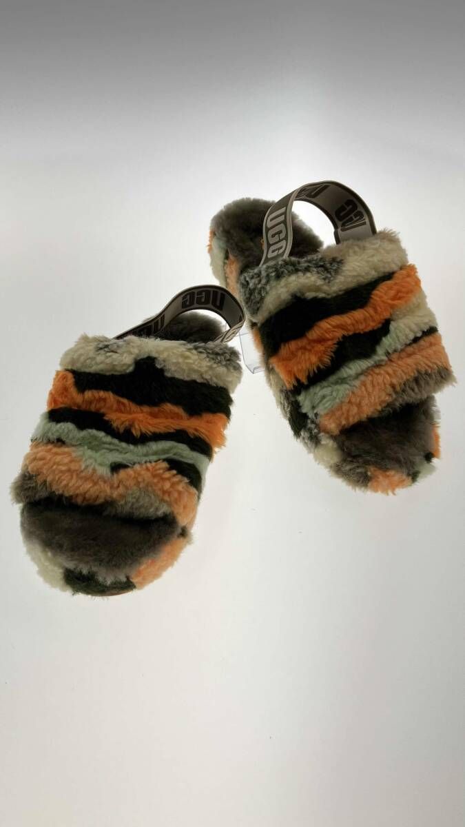 UGG アグ Fluff Yeah Poppy Slide サンダル 24.5 cm グリーン 冬