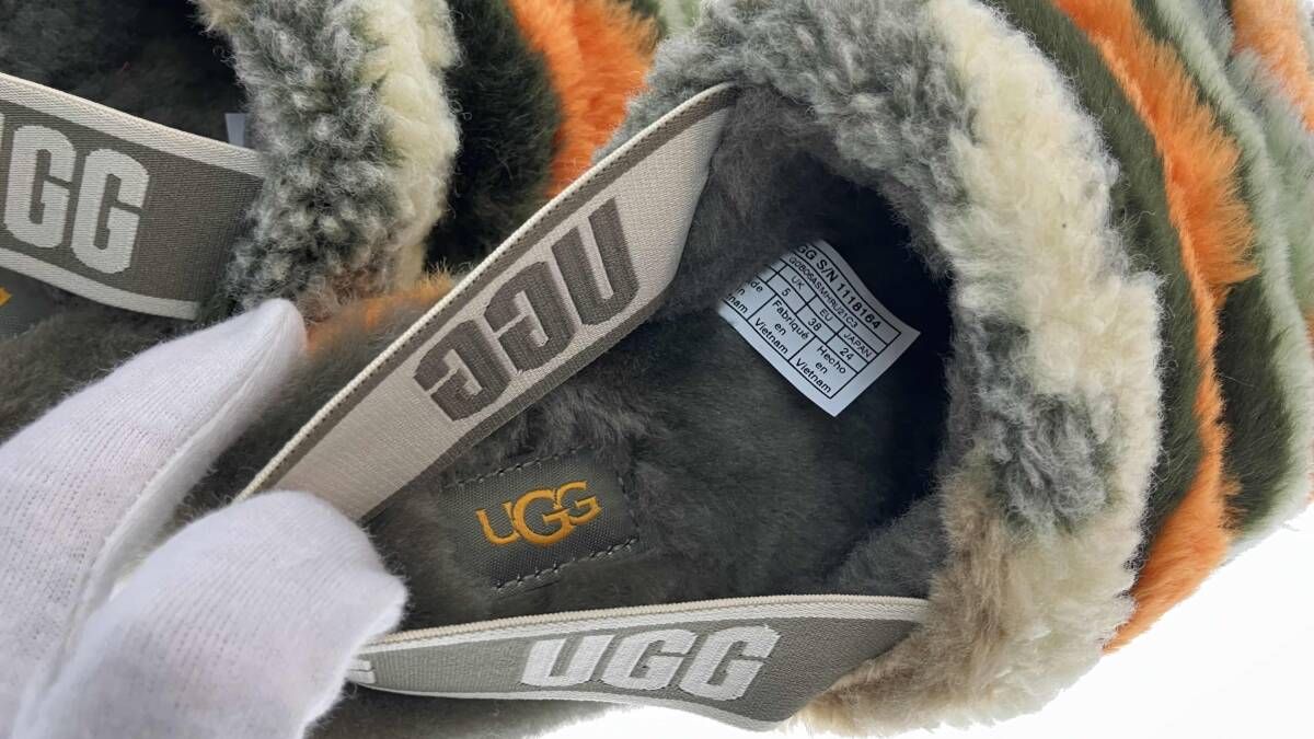  UGG アグ Fluff Yeah Poppy Slide サンダル 24.5 cm グリーン 冬 サンダル サンダル ミュール