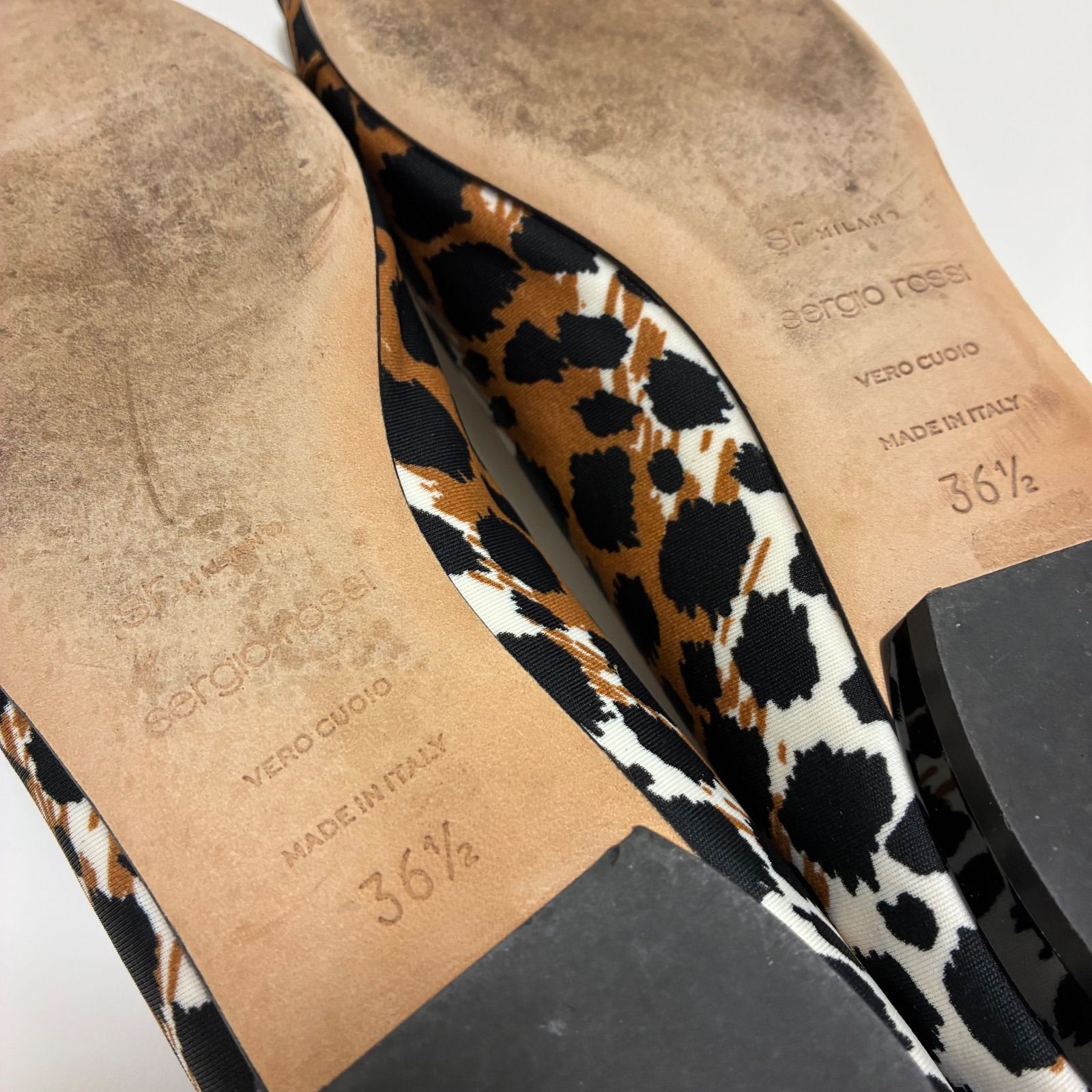 【期間限定セール・新品未使用】sergio rossi ヒョウ柄 ミュール Sergio Rossi Vintage デコラティブヒール ミュール | ニュートラル