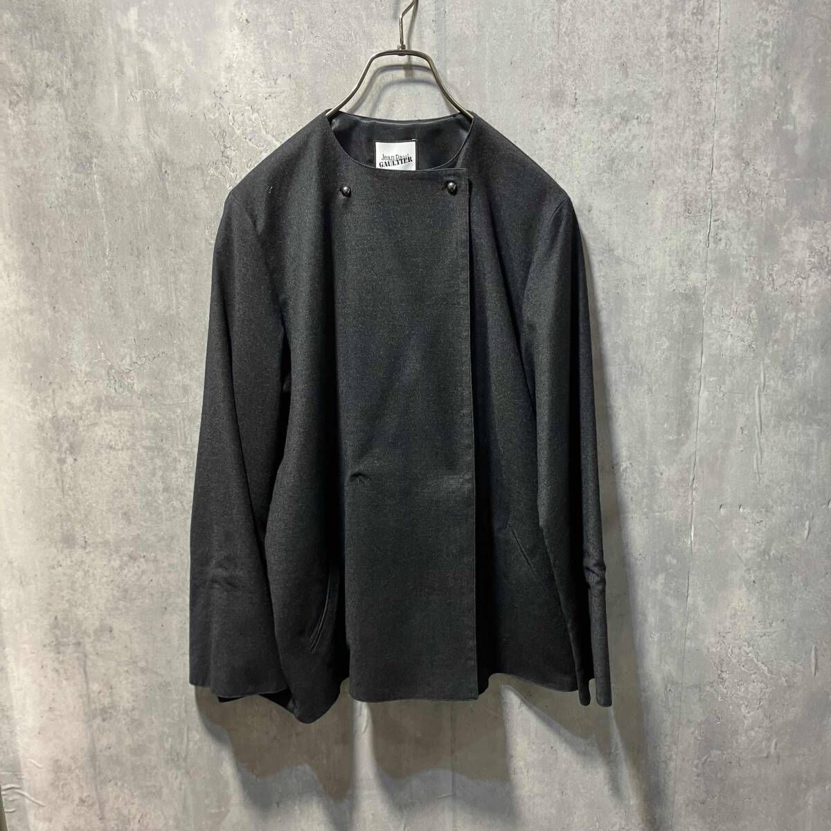 JEAN PAUL GAULTIER ノーカラーウールジャケット サイズ38