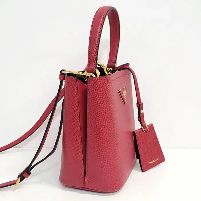  PRADA プラダ 1 BA 217 サフィアーノ パニエ スモール レッド メッセンジャーバッグ ショルダーバッグ