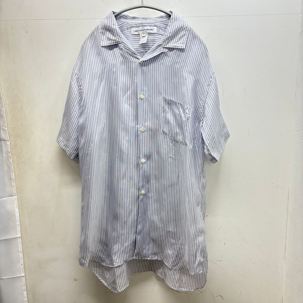 COMME des GARCONS SHIRT コムデギャルソンシャツ Stripe Short Sleeve 半袖開襟シャツ S 27003 ブルー系 size M 中目黒A 12