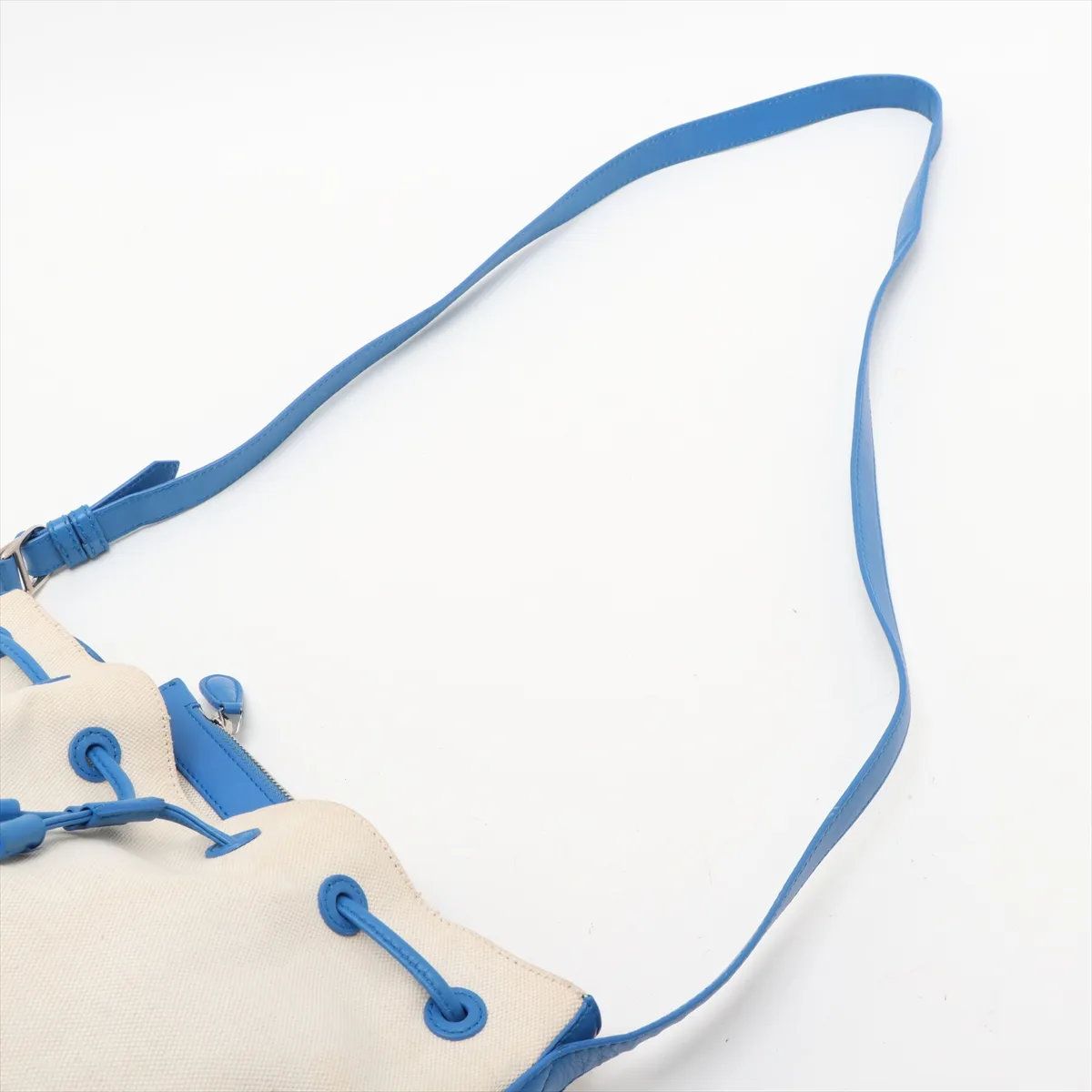 美品 バレンシアガ ネイビーバケット 409000 レザー キャンバス