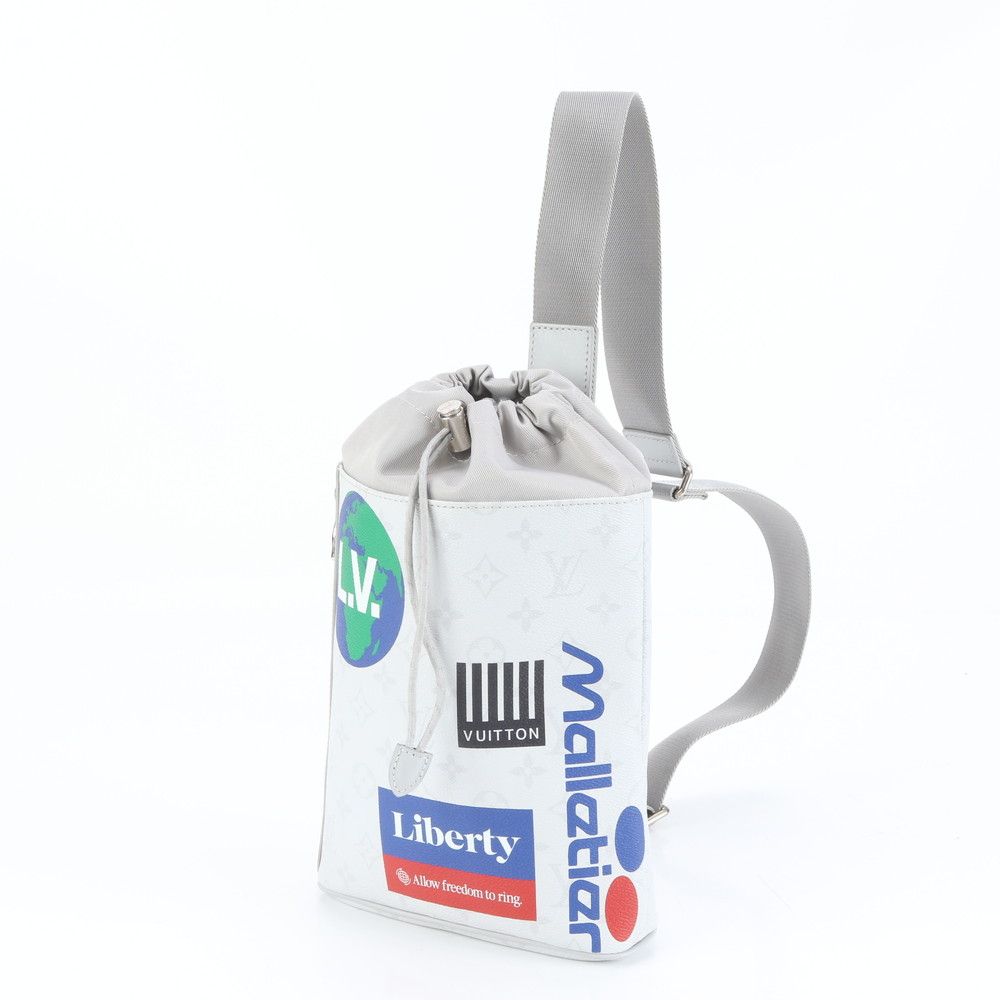 ルイヴィトン ホワイト モノグラム レザー チョーク スリング バッグ M 44629 ボディ ウエストポーチ メンズ EEE DA 15 1