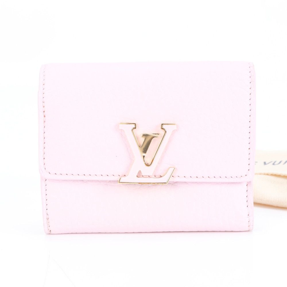 ルイヴィトン RFID付 ポルトフォイユ カプシーヌ レザー 三つ折り 財布 ウォレット ピンク レディース EEM DA 36-5