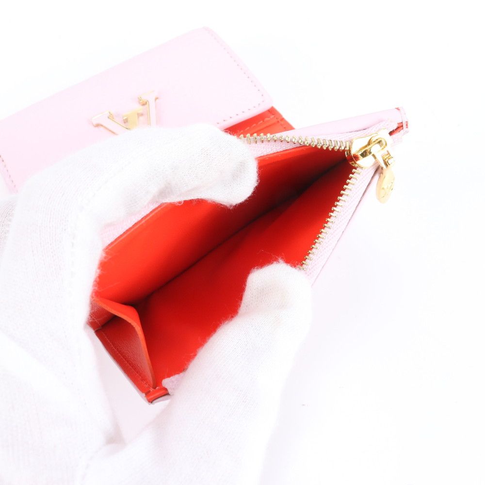  ルイヴィトン RFID付 ポルトフォイユ カプシーヌ レザー 三つ折り 財布 ウォレット ピンク レディース EEM DA 36-5 三つ折り財布 折り財布