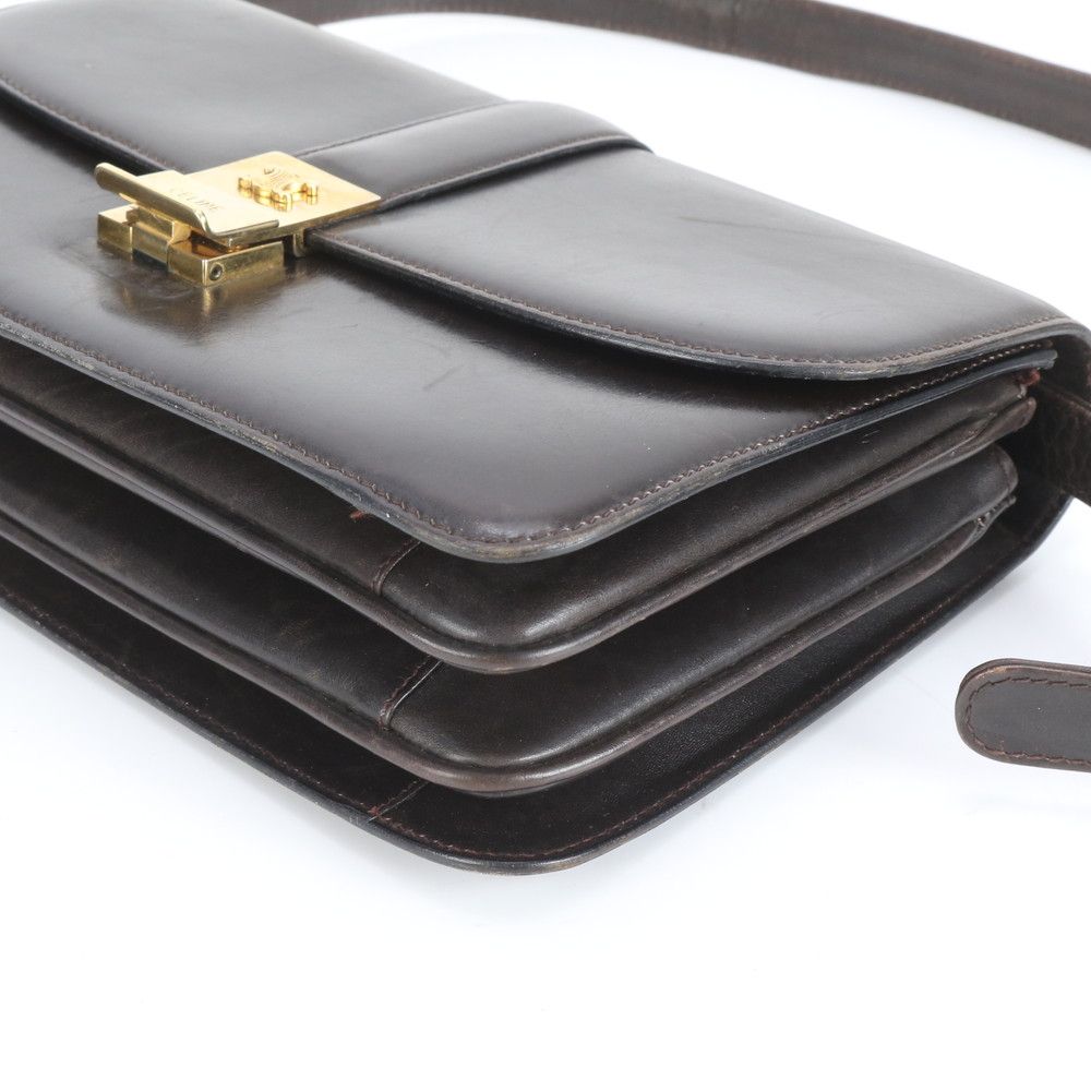 美品 セリーヌ トリオンフ 金具 レザー ショルダーバッグ 斜め掛け