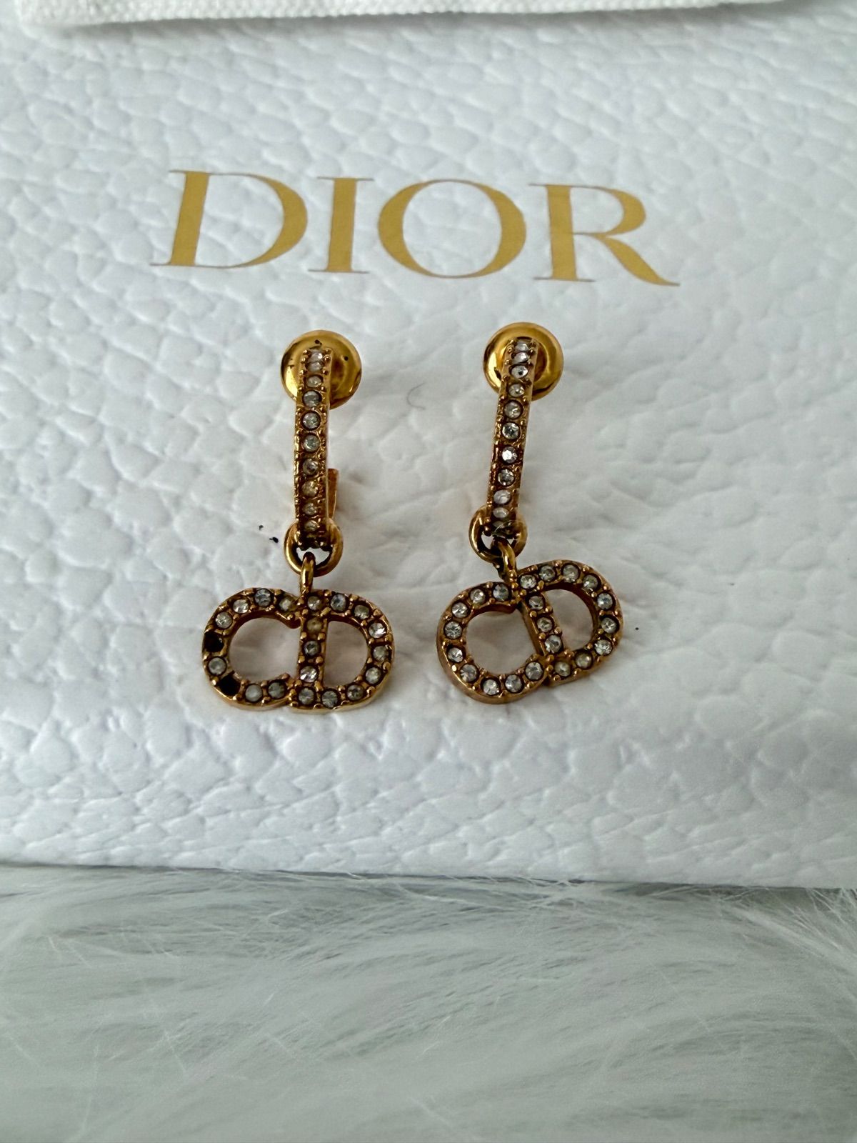 定価79000円 ストーン取れ有り ディオール ピアス CD ラインストーン ゴールド