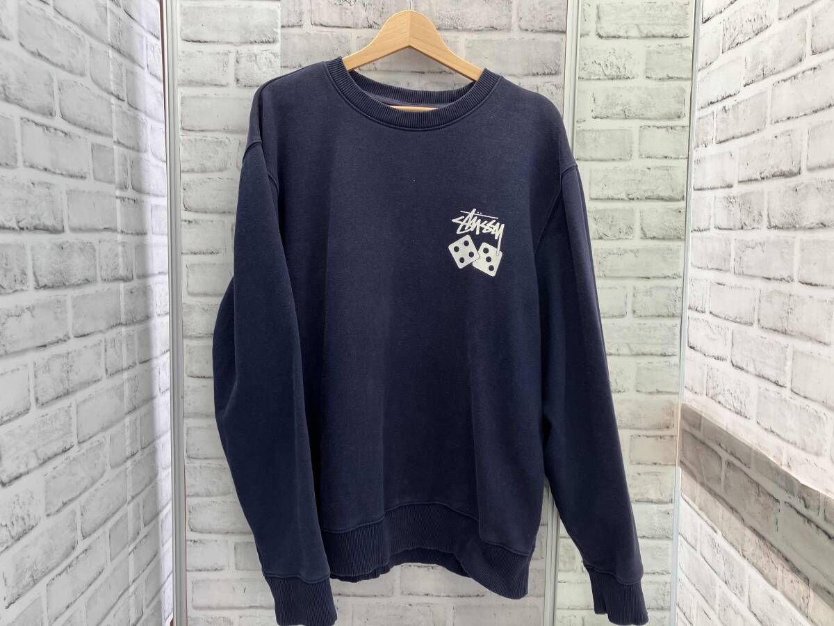 STUSSY Dice Crew Lサイズ ネイビー スウェット トレーナー サイコロプリント ステューシー USAモデル 1914721