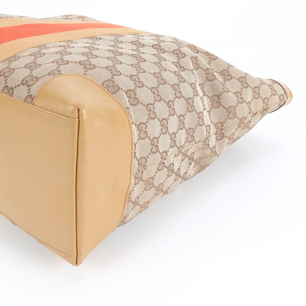 グッチ GGキャンバス シェリー ライン 002 1093 レザー トート バッグ