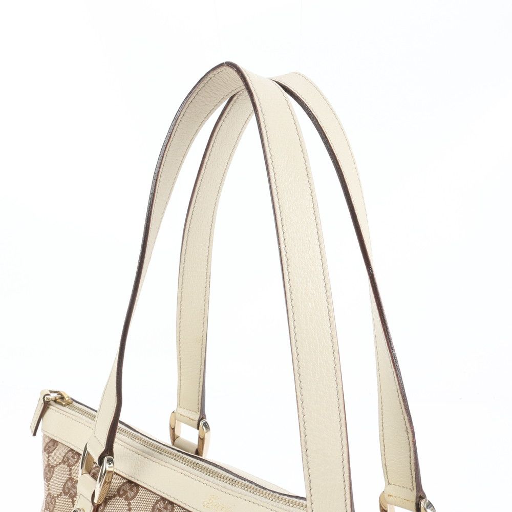 極美品 グッチ GGキャンバス アビー 141470 レザー トート バッグ