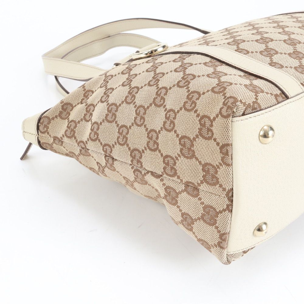 極美品 グッチ GGキャンバス アビー 141470 レザー トート バッグ