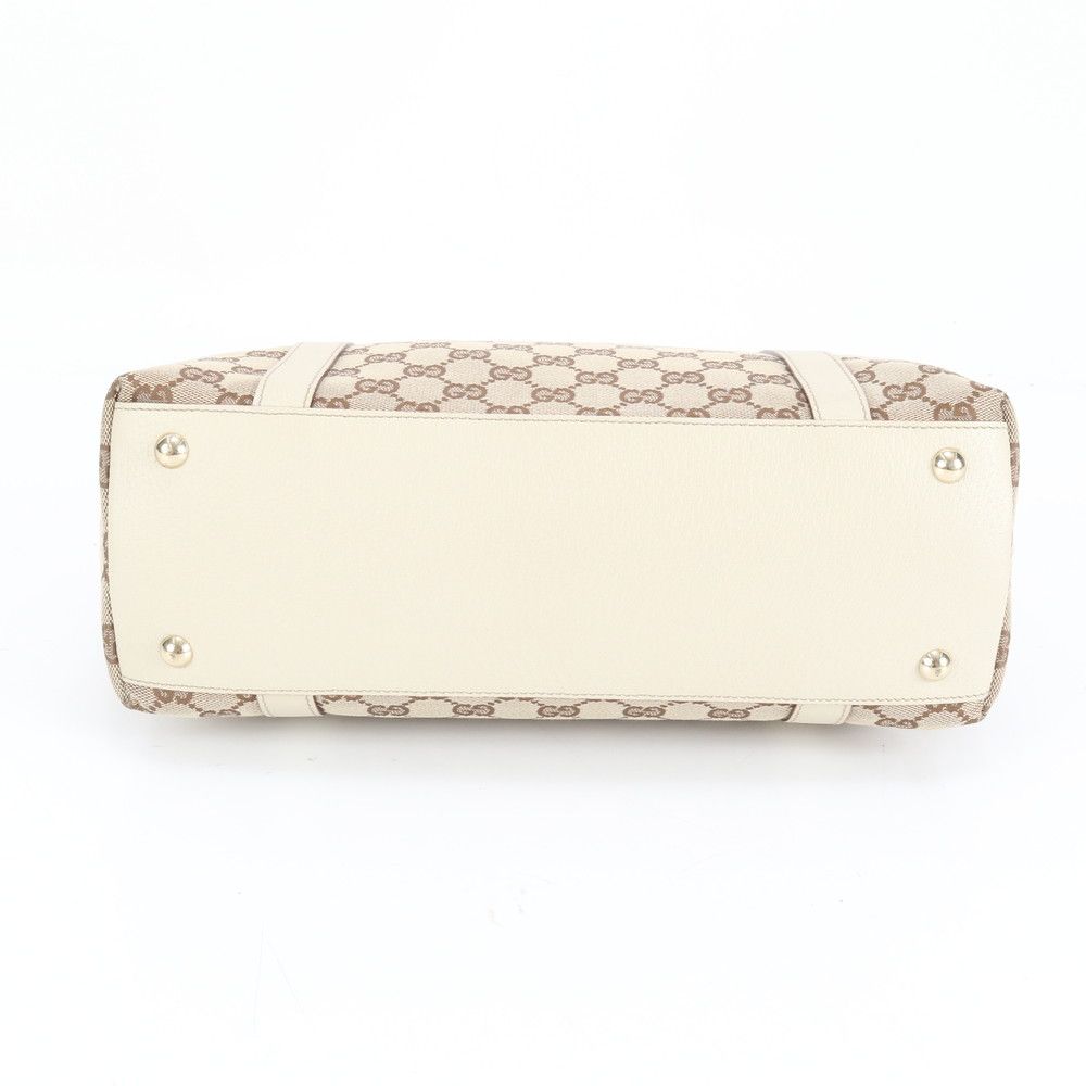 極美品 グッチ GGキャンバス アビー 141470 レザー トート バッグ