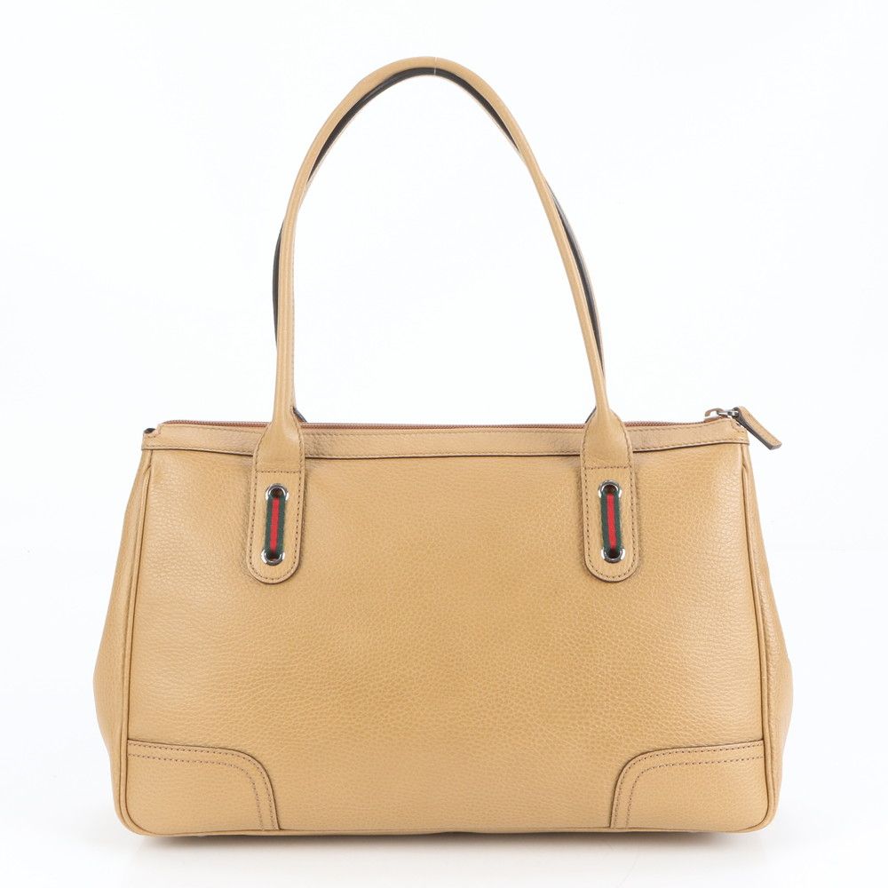 未使用 グッチ シェリー ライン レザー トート バッグ 肩掛け