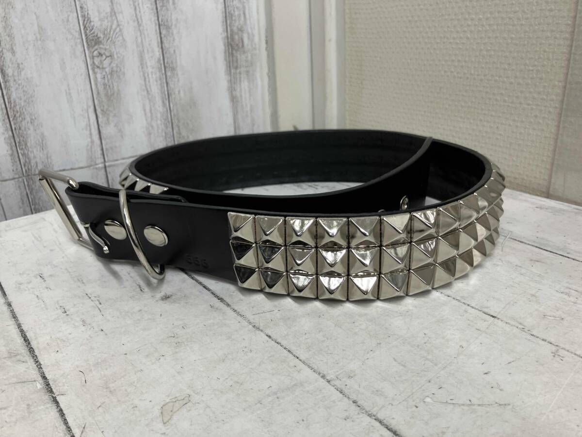 666 Studded Gear 3連ピラミッドスタッズベルト　 「最終値下げ」 最新 666/ベルト/3連スタッズベルトブラック 666 Studded Gear 666