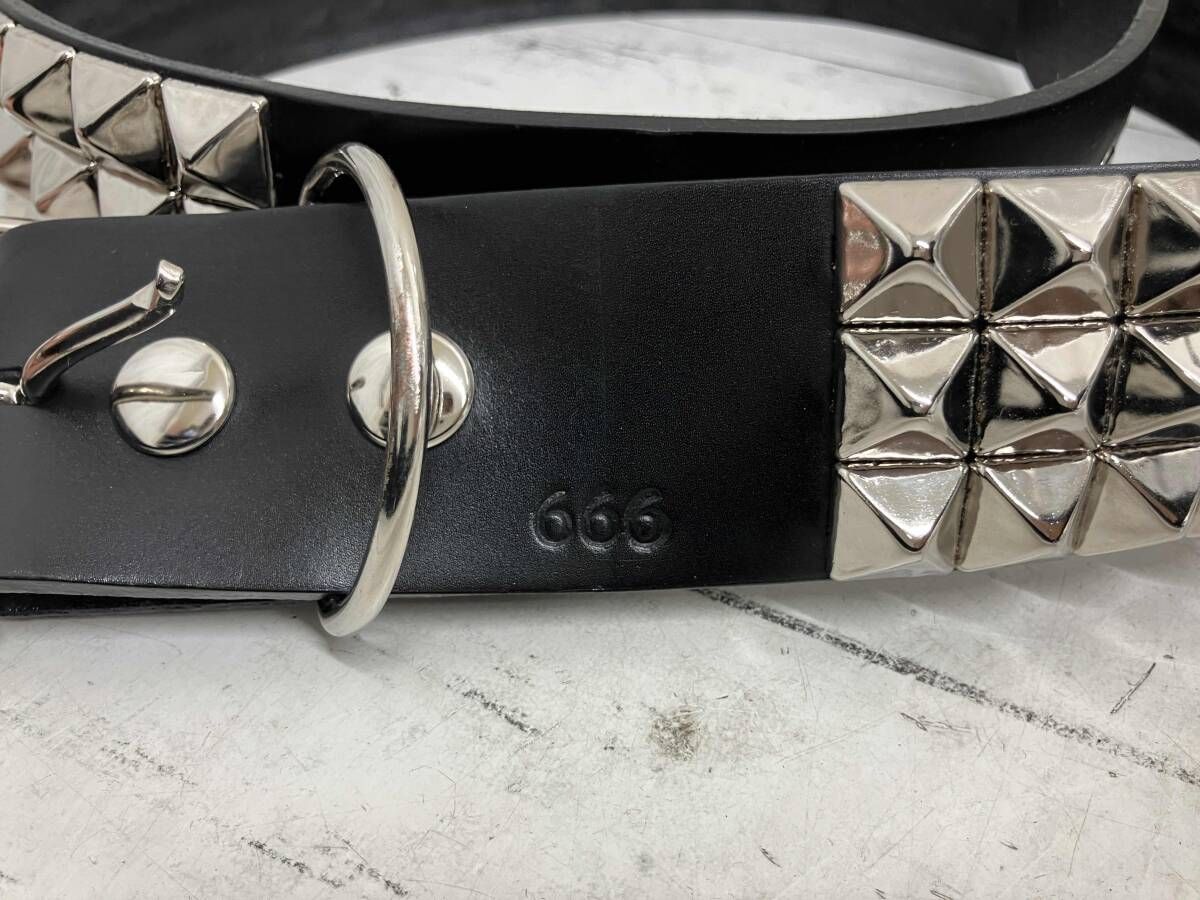 666 ベルト 3連スタッズベルトブラック