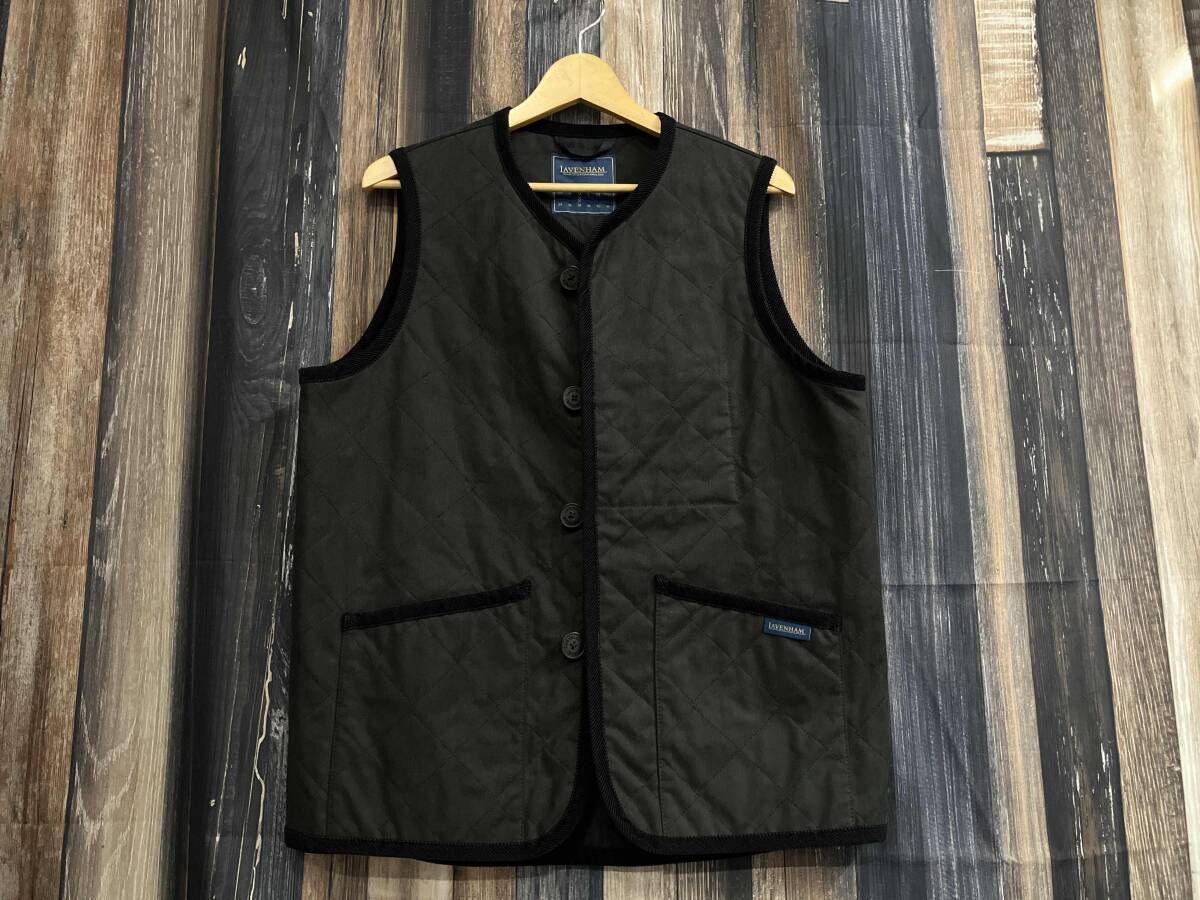 LAVENHAM ラベンハム キルティングベスト チャコールブラック M