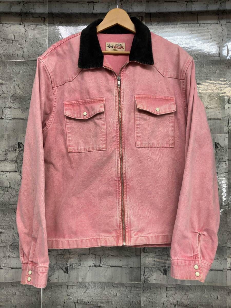 Stussy フード ピンク ワークジャケット ブルゾン Stussy フード ピンク ワークジャケット ブルゾン｜stussy SPRAY DYE