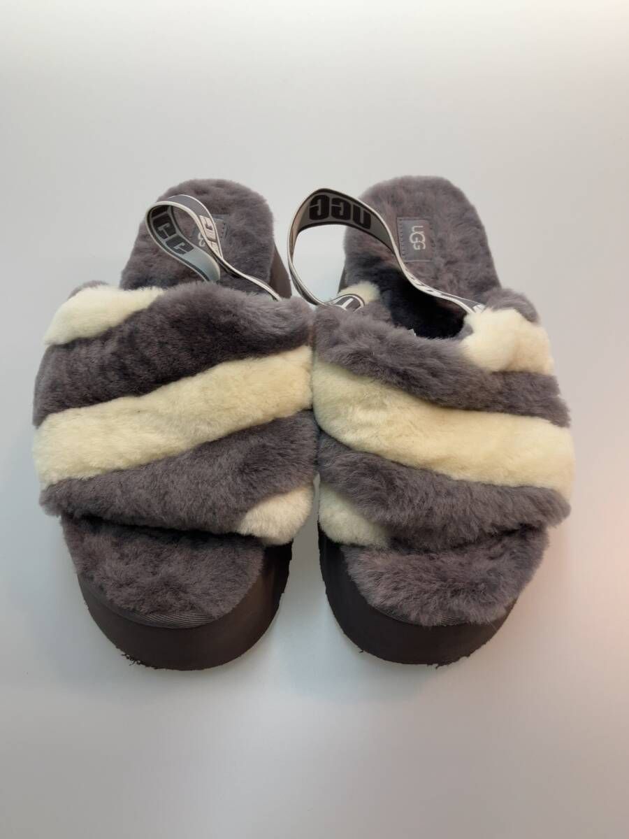 UGG アグ 21 FW Disco Stripe Slide サンダル US 8 25.0 グレー × ホワイト 通年
