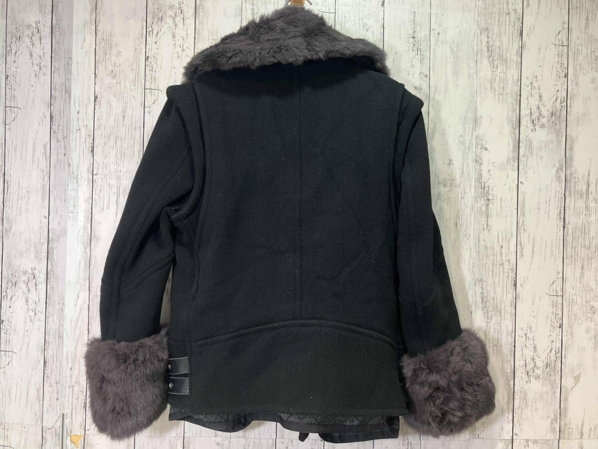 sacai luck サカイラック ウールブレンド ライダース型 ファー付き