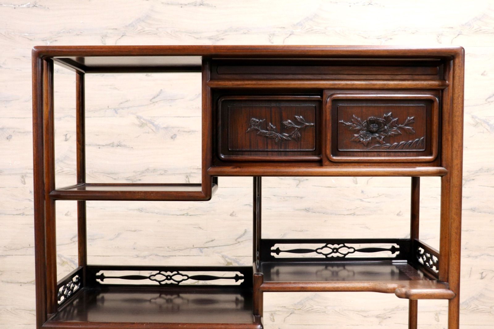 GMIH342○唐木家具 茶棚 茶箪笥 飾り棚 サイドボード 和家具 和室 座敷