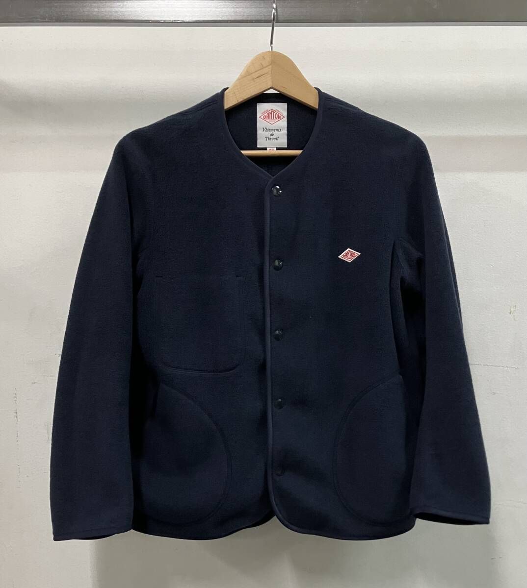 DANTON ダントン ジャケット MR 22-113-02 FLEECE フリース JACKET ノー ベーシック-ナチュラル サイズ34 ネイビー