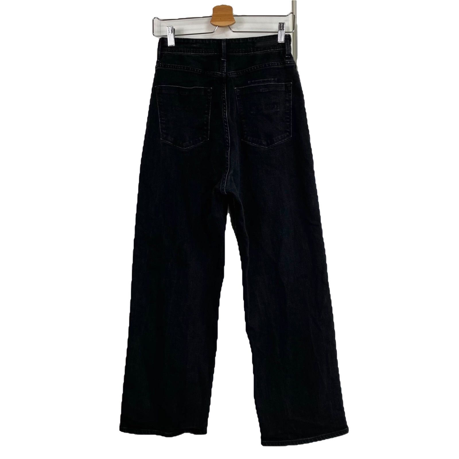 YANUK ルーズストレート JOAN OBK デニムパンツ 26 ブラック 黒 ヤヌーク ジョーン コットン