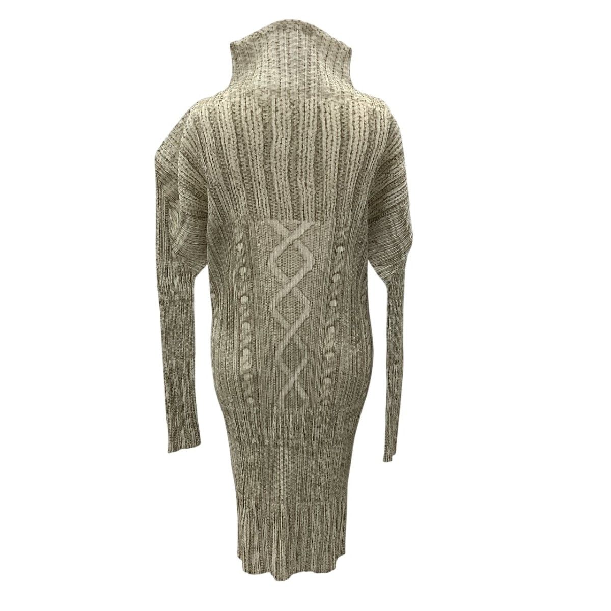 ISSEY MIYAKE イッセイミヤケ PLEATS PLEASE ケーブルニット転写 ジップアップ ジャケット SIZE ２ PP 64-JA 433 ベージュ