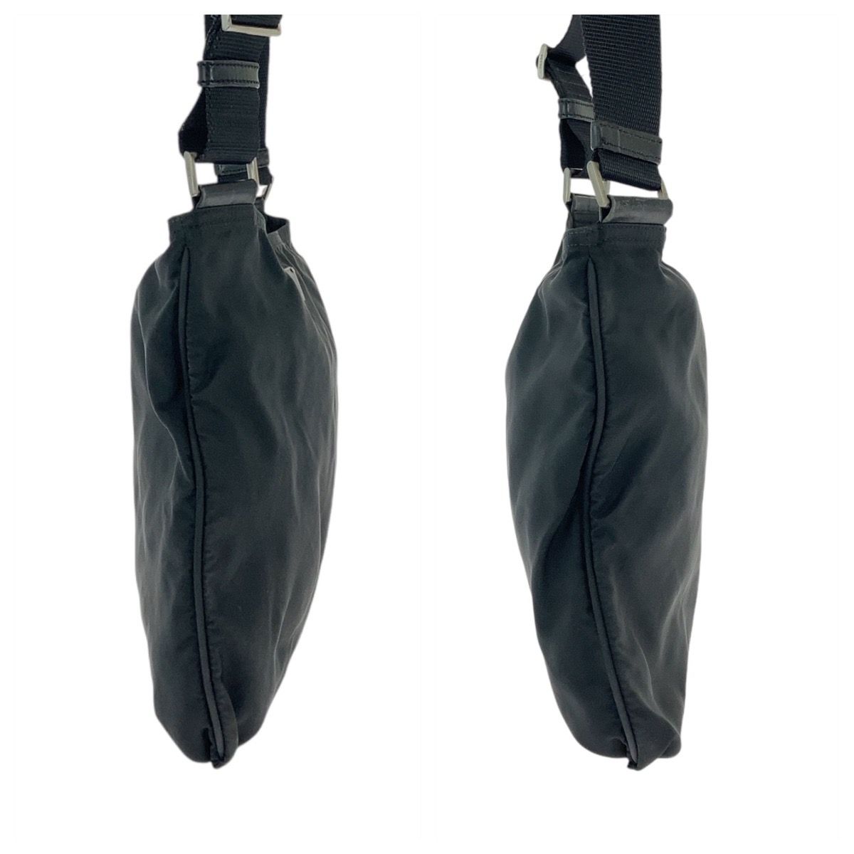 美品 PRADA プラダ テスート 三角ロゴプレート ブラック 黒 シルバー