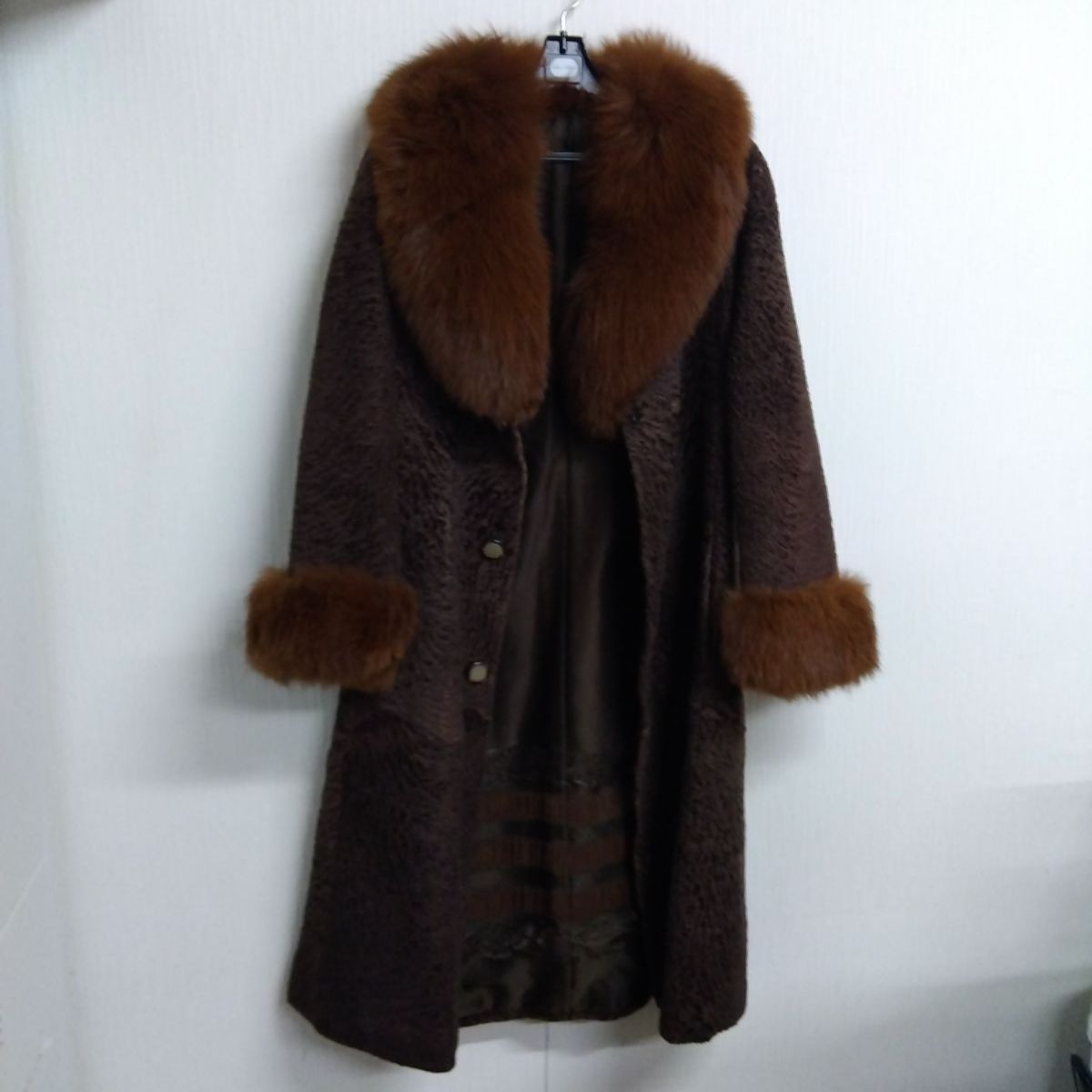 ファー付きロングコート レディース 古着 WK 0368