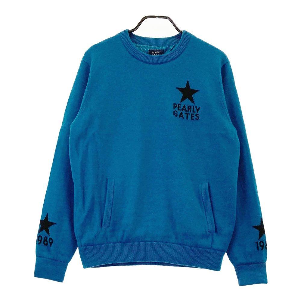 サイズ 6 PEARLY GATES パーリーゲイツ 裏地付 ニットセーター ブルー系 ゴルフウェア メンズ ストスト