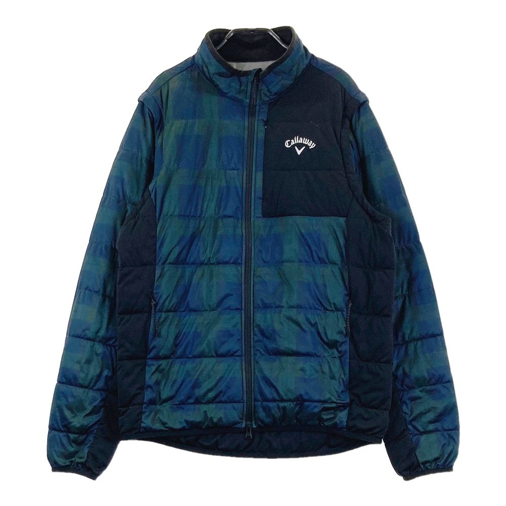 サイズ LL キャロウェイ 2 WAY 中綿ジャケット タータンチェック柄 グリーン系 ゴルフウェア メンズ ストスト