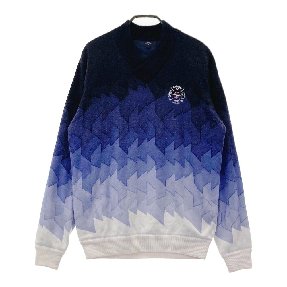 サイズ：L CALLAWAY キャロウェイ  ウール混 ニットセーター 総柄 パープル系 [240101591512] ゴルフウェア メンズ ストスト