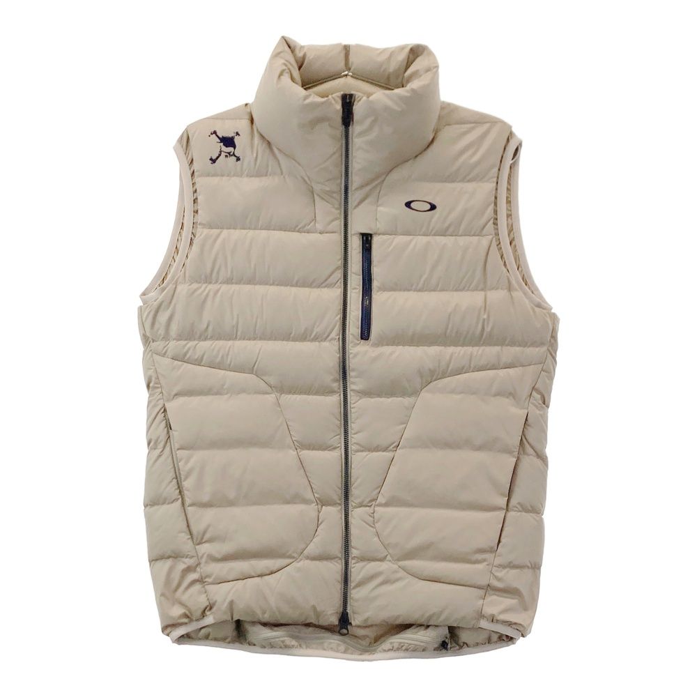 【美品】オークリー・ゴルフウェア・ダウンベスト・アシンメトリー・ロゴプリント・M 美品】オークリー・ゴルフウェア・ダウンベスト・アシンメトリー・ロゴ