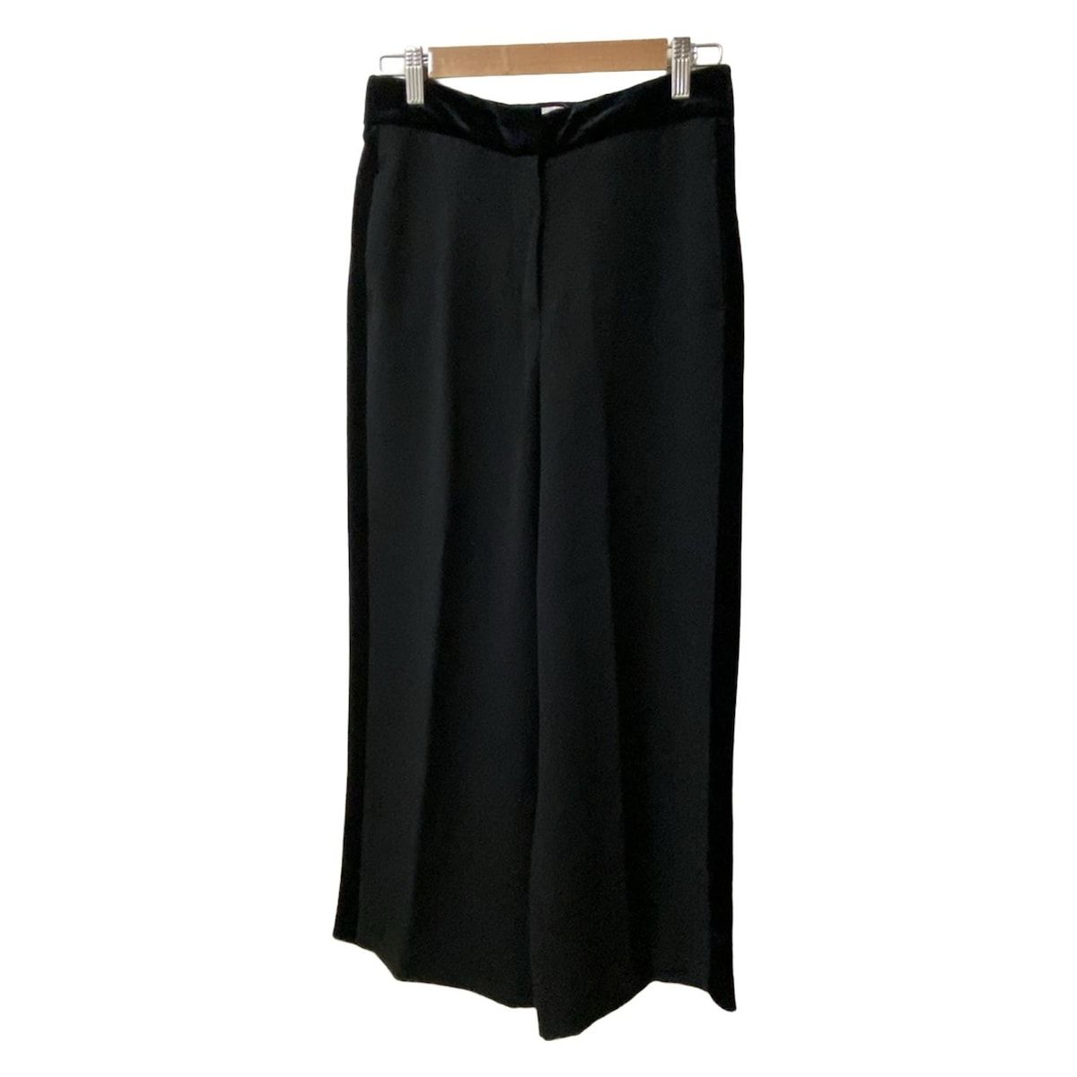 CYCLAS シクラス パンツ サイズ38 M レディース 黒 フルレングス ウエストゴム ワイド サイドベロアライン