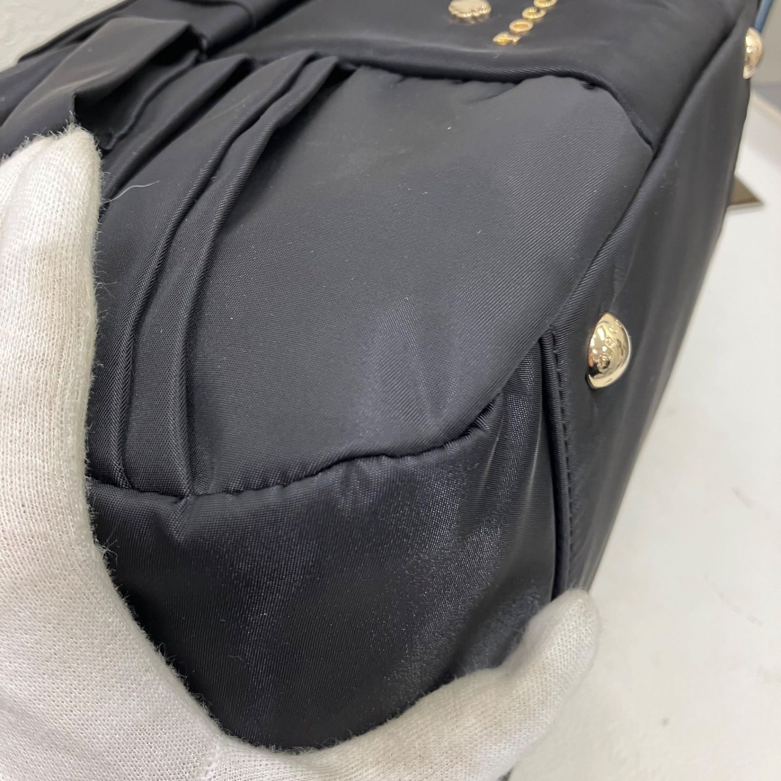 7658 TOCCA トッカ ハンドバッグ リボン ブラック系 黒 ナイロン