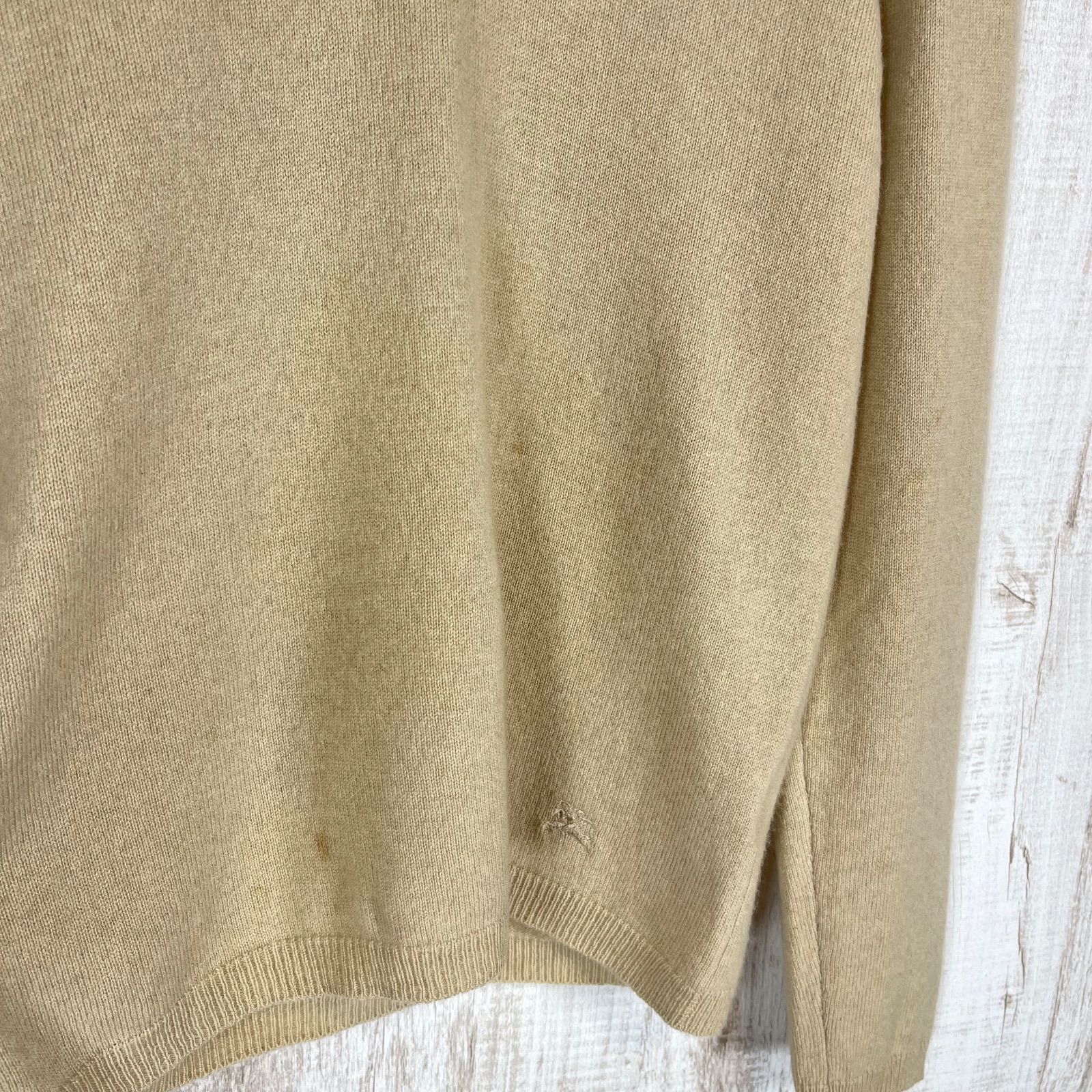 BURBERRY バーバリー ホースロゴ刺繍 Vネック 長袖 カシミヤ100 