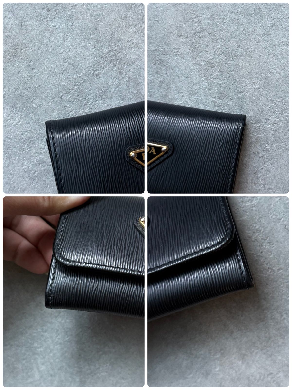 美品 PRADA プラダ キーケース 三角ロゴ トライアングル ヴィッテロ