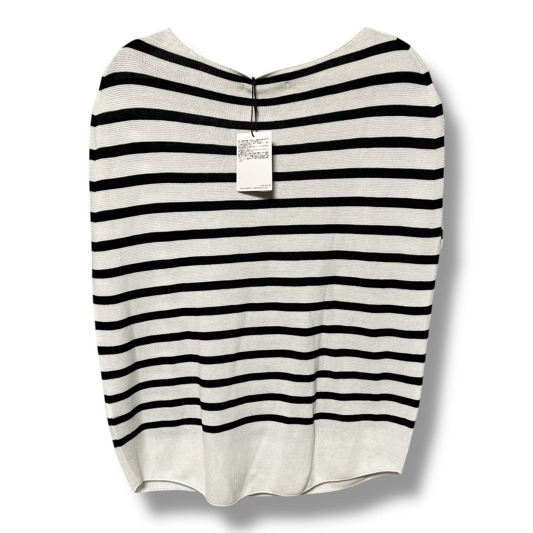 ANAYI アナイ コットンアセテート ガーターサークル プルオーバー コットンニット ボーダー柄 定価22000円 トップス レディース 38 ホワイト×ブラック 春 4 No.K 1074