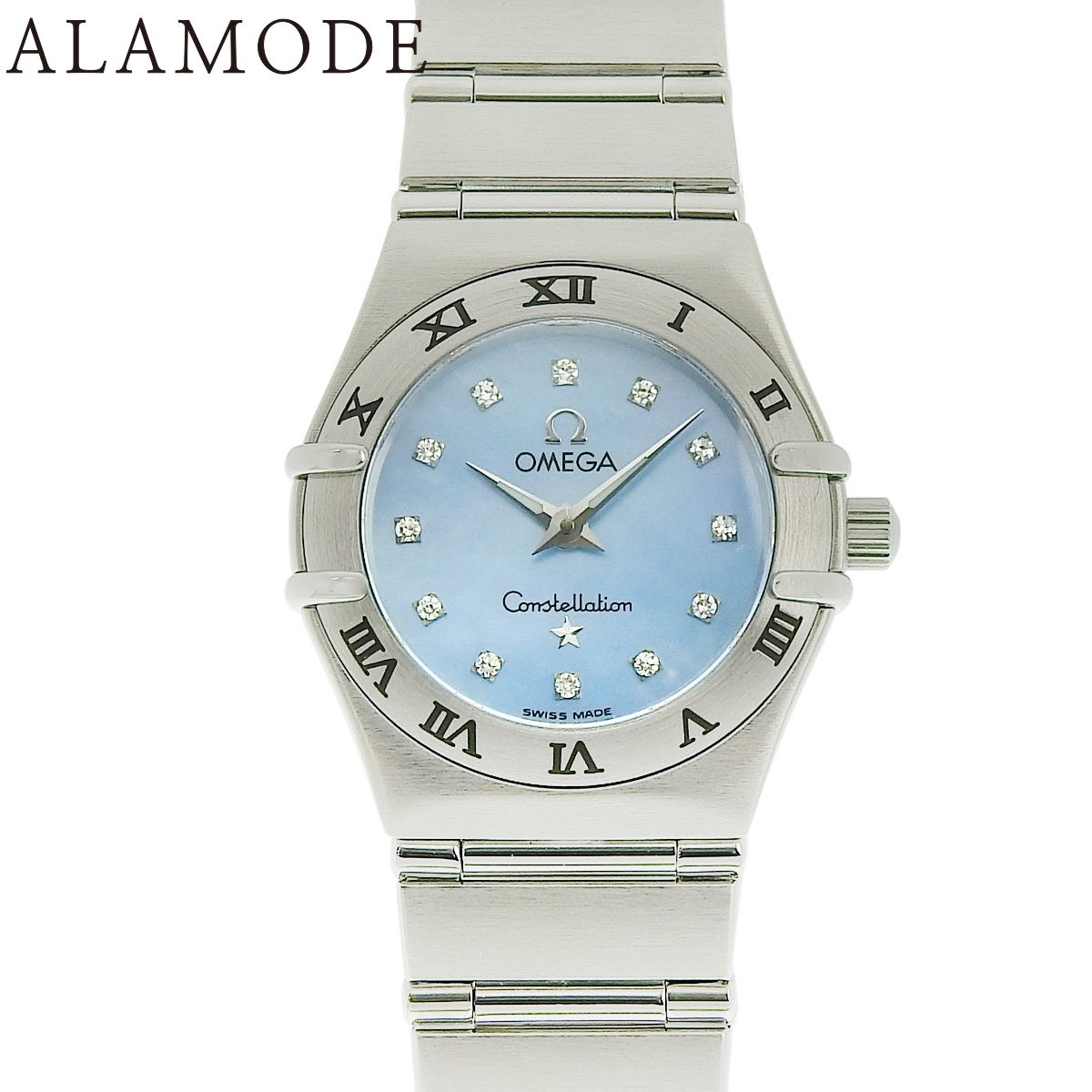 オメガ コンステレーション 1566.86 SS 12 PD ファンシー マザーオブパール文字盤 ライトブルー クオーツ レディース アラモード