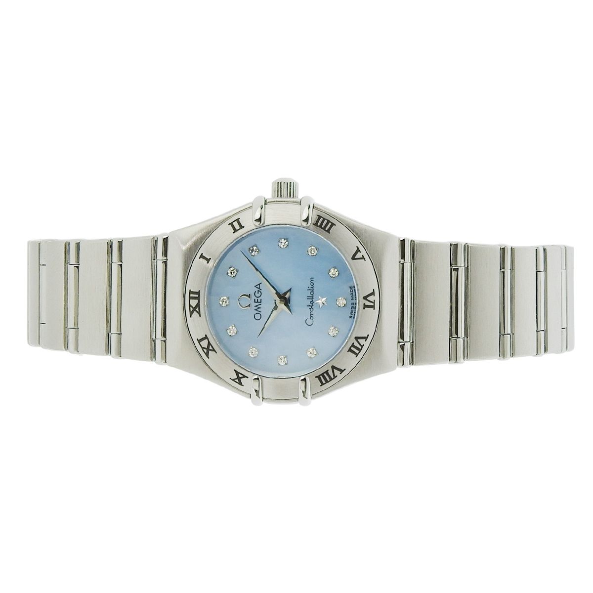オメガ コンステレーション 1566.86 SS 12 PD ファンシー マザーオブパール文字盤 ライトブルー クオーツ レディース アラモード
