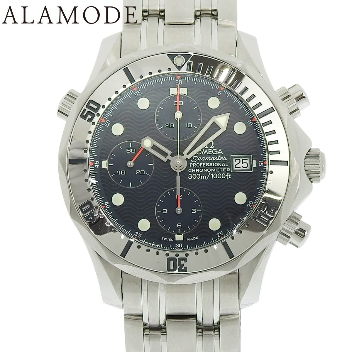 保証書付 オメガ シーマスター 300 2598 80 SS ネイビー 自動巻き メンズ アラモード