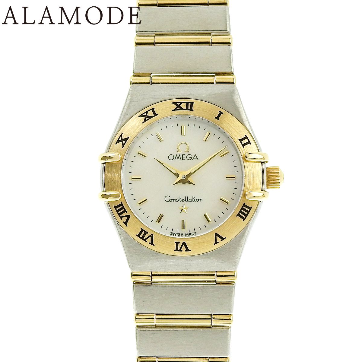 保証書付 オメガ コンステレーション 1262.70 K 18×SS シェル文字盤 ホワイト クオーツ レディース アラモード