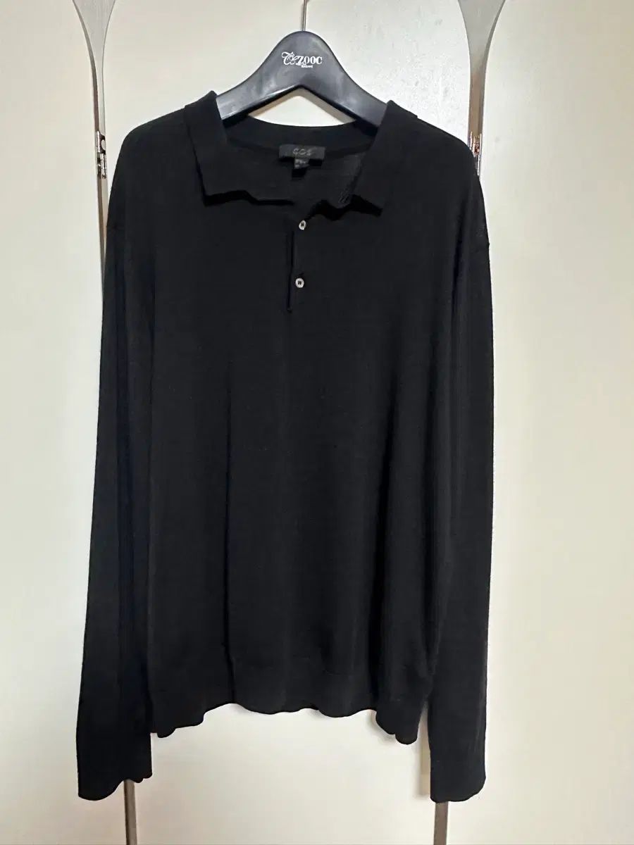 COS コス ブラック 長袖 ポロシャツ ウール XL
