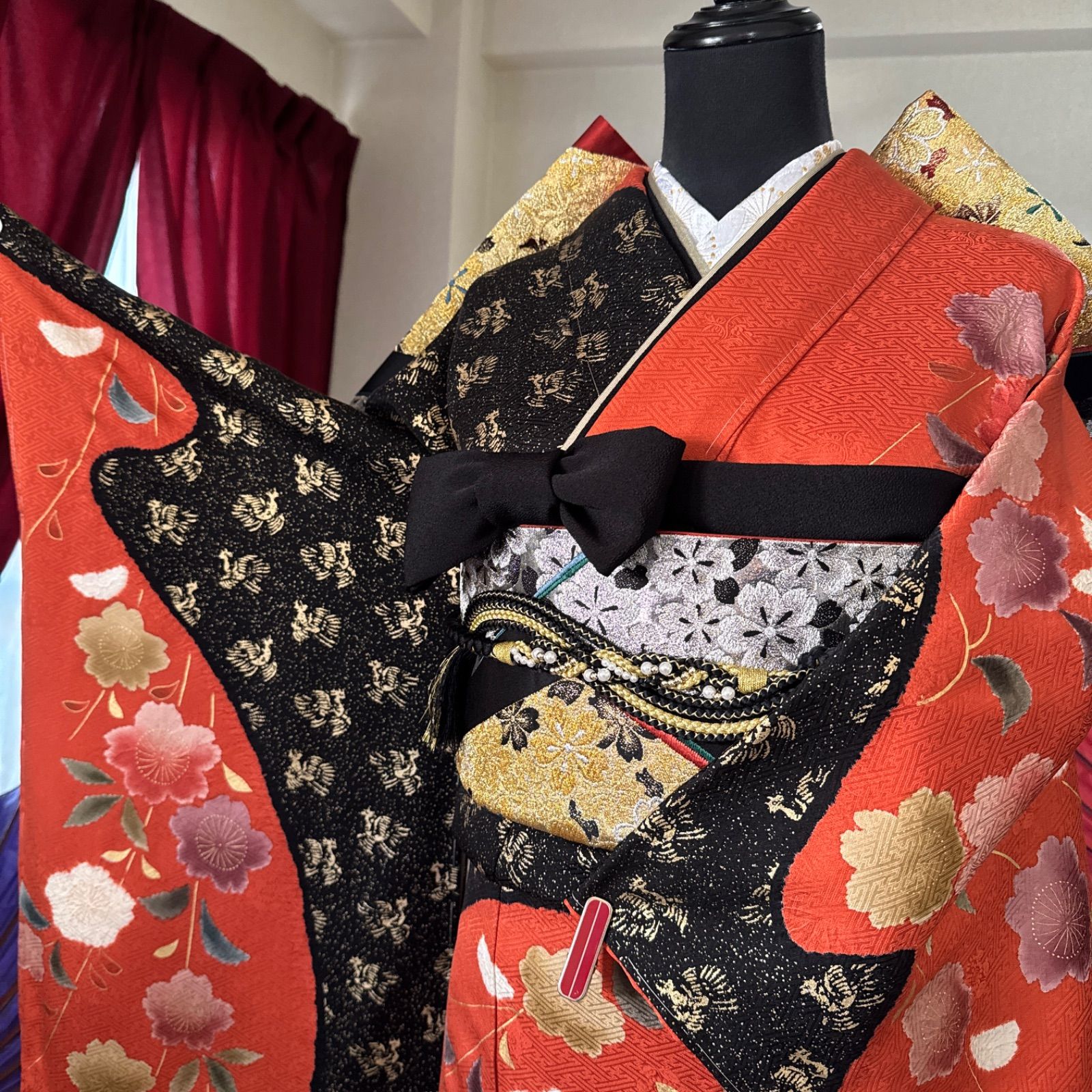 豪華絢爛振袖フルセット(7点)・飛鶴・極上アンティーク・鹿の子絞り・本絞り 豪華絢爛振袖フルセット(7点)・飛鶴・極上アンティーク・鹿の子絞り