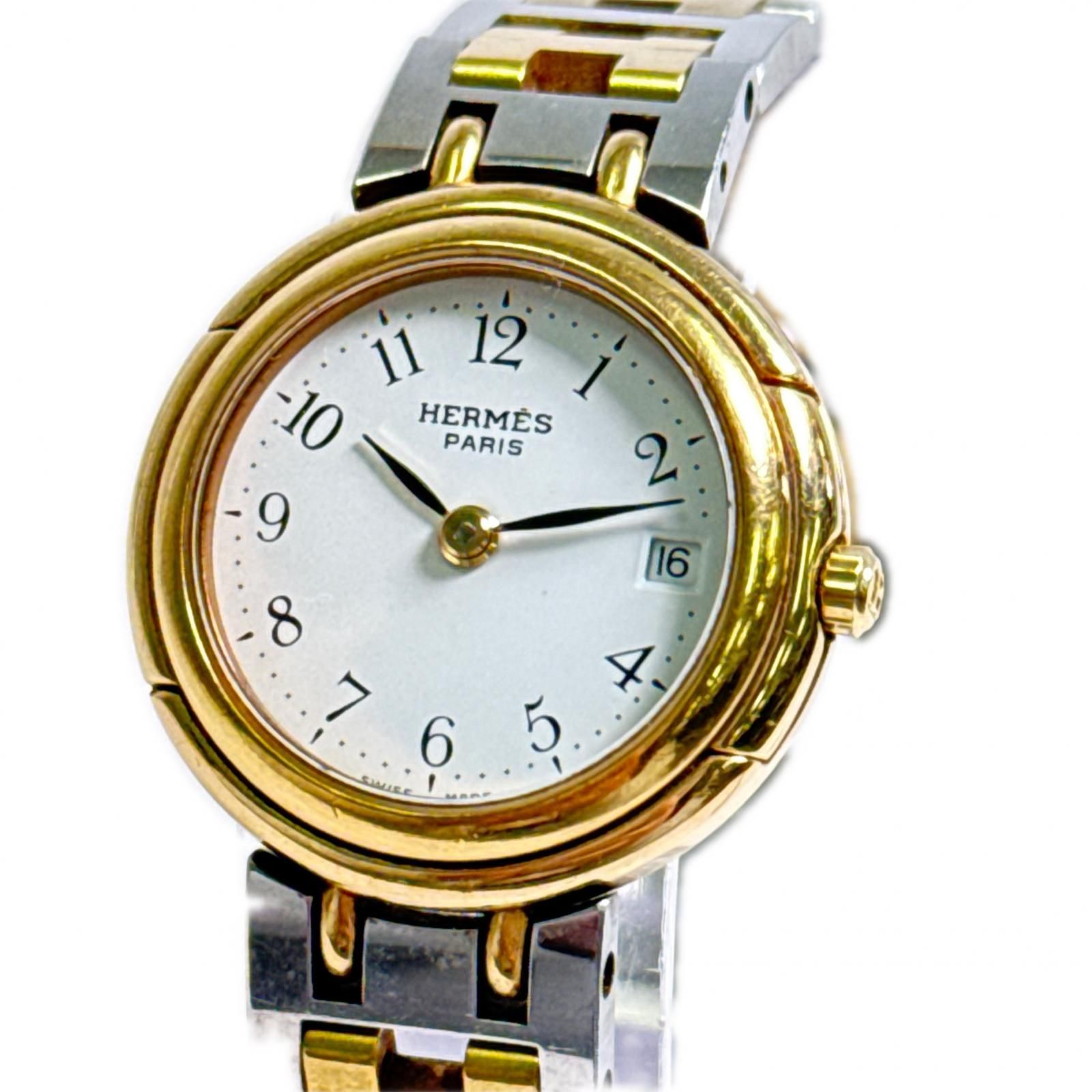 正常可動 HERMES エルメス 腕時計 ゴールド シルバー ステンレススチール レディース