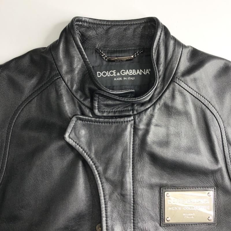 中古】DOLCE＆GABBANA レザージャケット 46 ブラック ドルチェ
