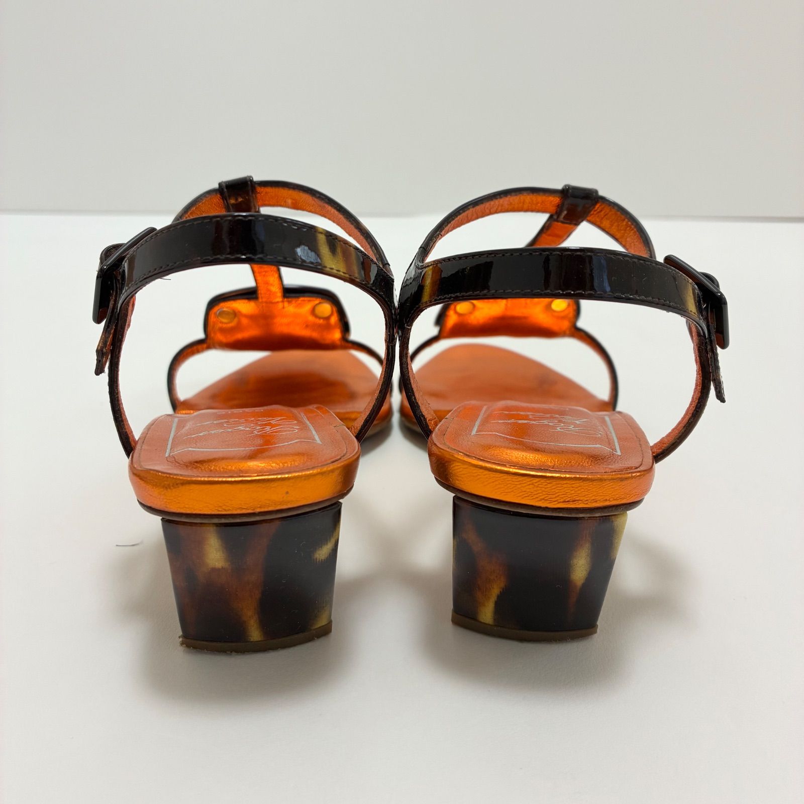 Tストラップアンクルミュール ベッコウ