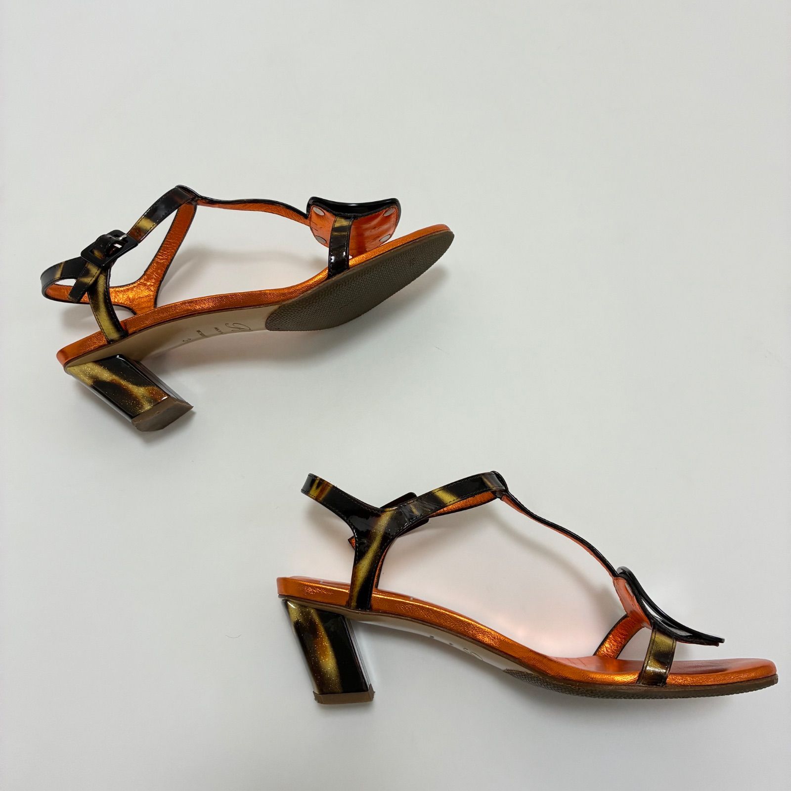  Roger Vivier ロジェヴィヴィエ Tストラップアンクルミュール ベッコウ オレンジ 34 ミュール サンダル ミュール